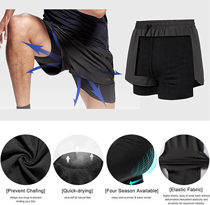 Sportswear Double-deck Running Shorts 2 In 1